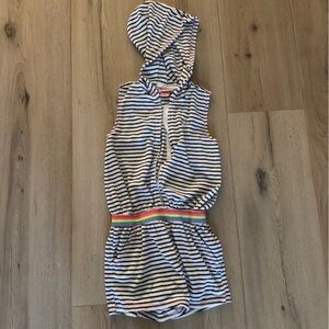 Juicy Couture Black and White Striped terry cloth romper